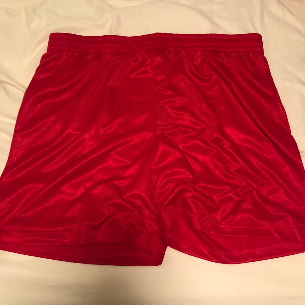 Red athletic shorts